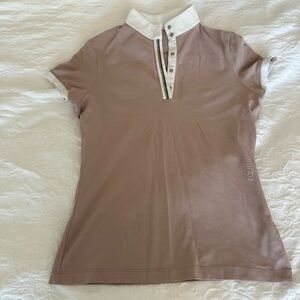 NWOT Equiline Women's Taupe Polo Shirt size XS pale pink